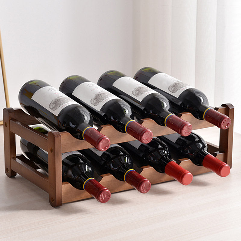 Modern Countertop Wine Rack Wood Wine Bottle Rack for Living Room