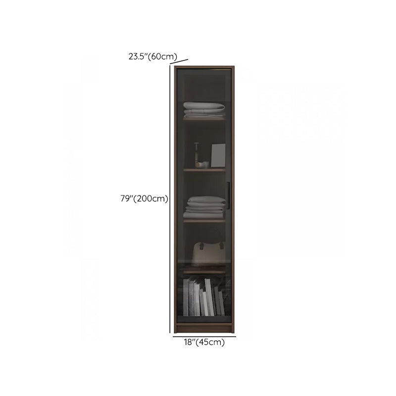 Brown Wood Wardrobe Armoire Modern Freestanding Wardrobe with Self Close Drawers