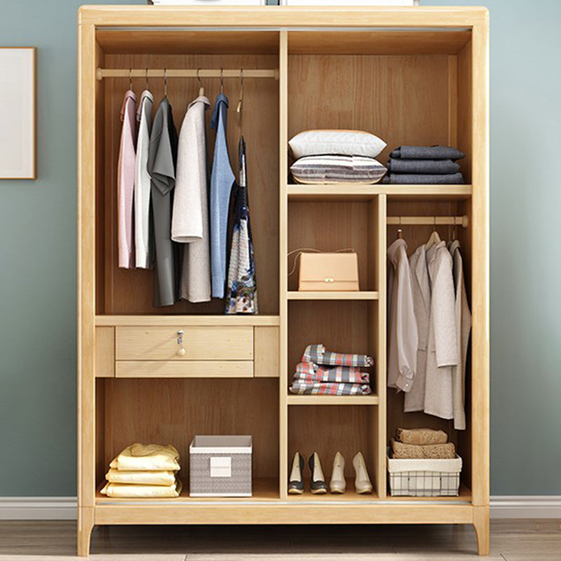 Traditional Solid Wood Wardrobe Freestanding Wardrobe with Self Close Drawers and Doors