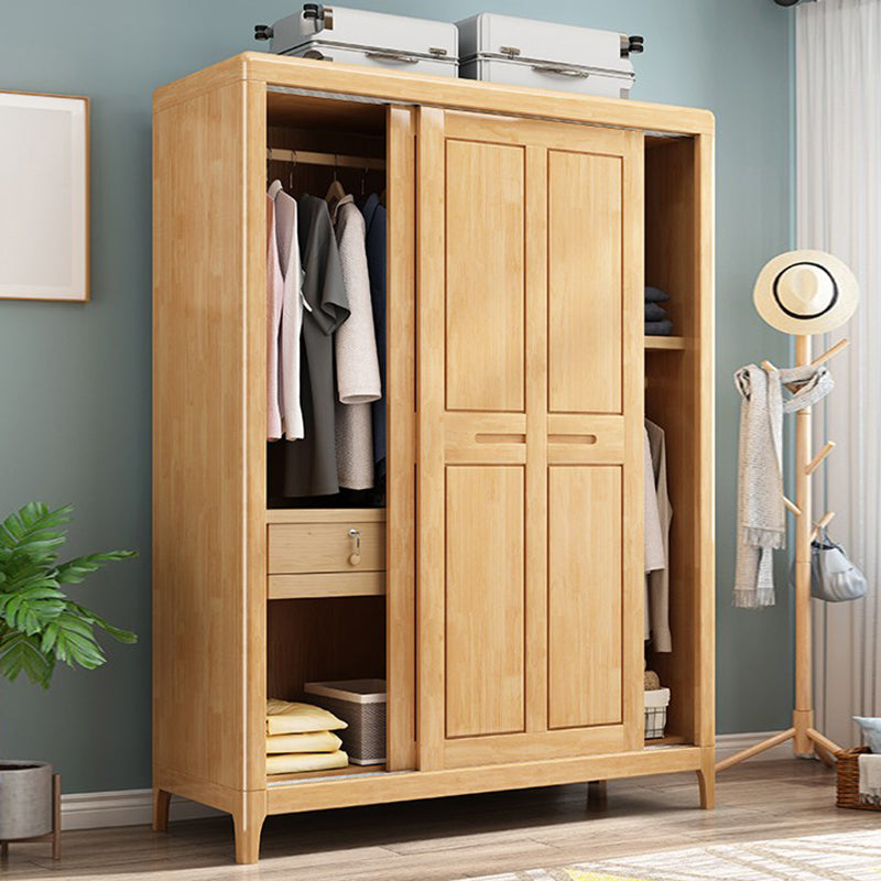 Traditional Solid Wood Wardrobe Freestanding Wardrobe with Self Close Drawers and Doors