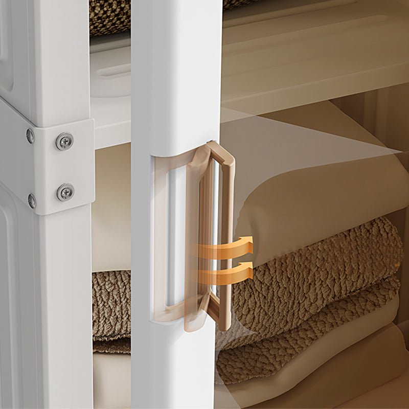 Contemporary Freestanding Plastic Wardrobe Foldable Wardrobe with Shelves in White