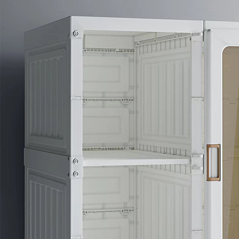 Contemporary Freestanding Plastic Wardrobe Foldable Wardrobe with Shelves in White