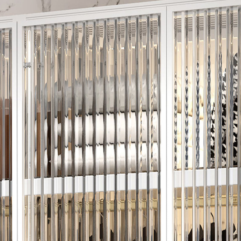 Contemporary Tempered Glass Wardrobe Armoire Freestanding Wardrobe with Shelves