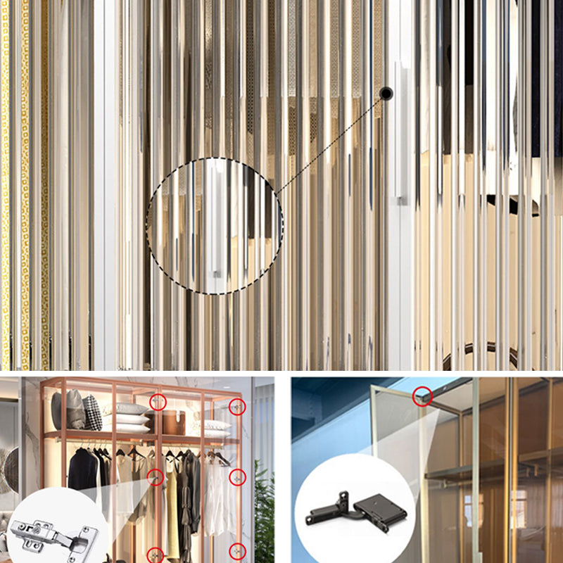 Contemporary Tempered Glass Wardrobe Armoire Freestanding Wardrobe with Shelves