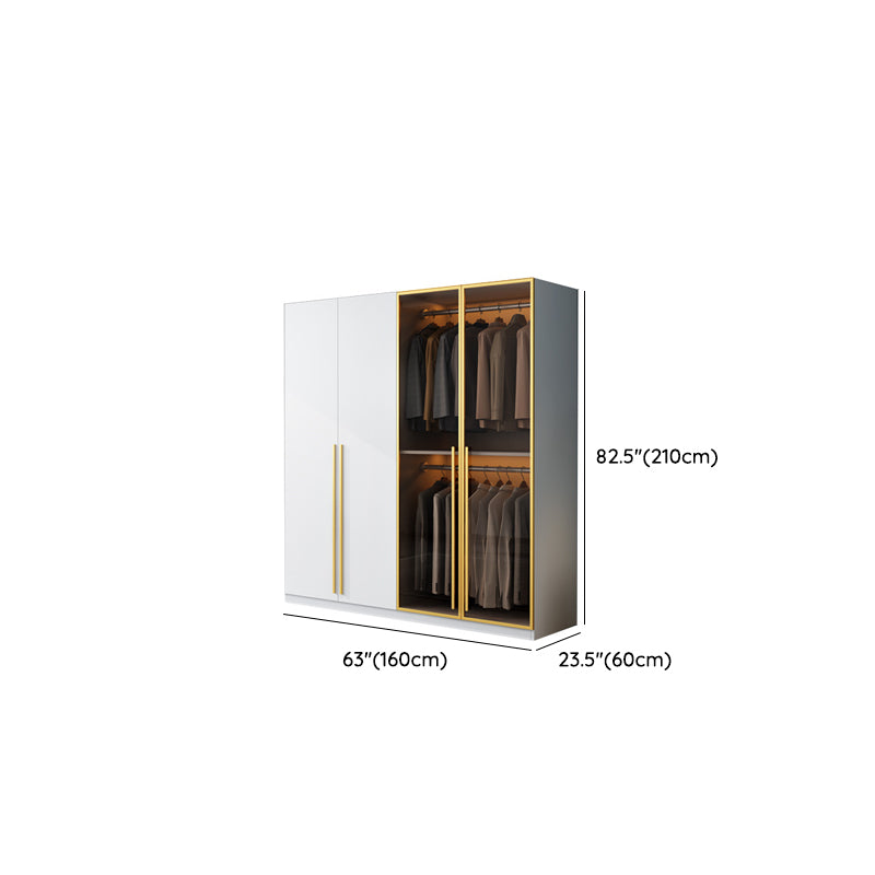 Modern Wood and Glass Wardrobe Freestanding Wardrobe with Soft Close Drawers and Doors