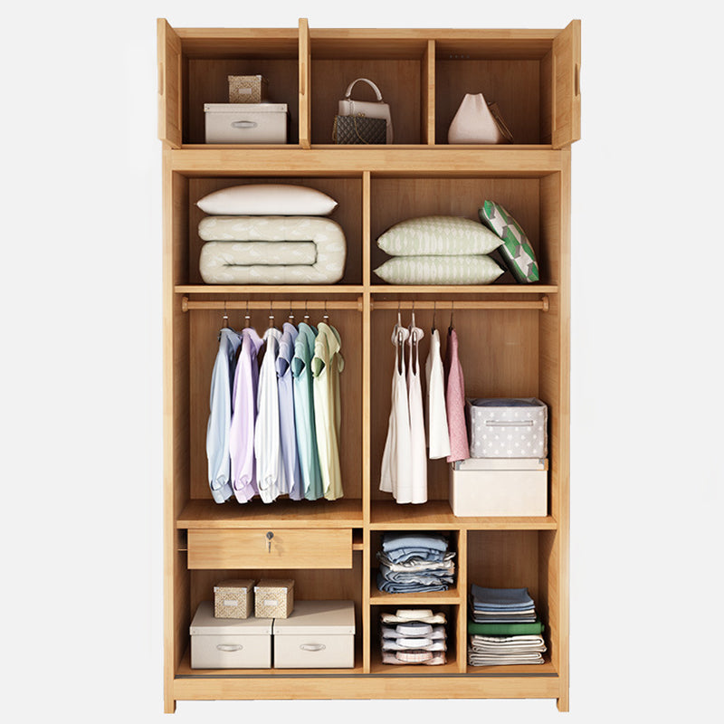 Rubberwood Solid Wood Wardrobe Traditional Freestanding Wardrobe