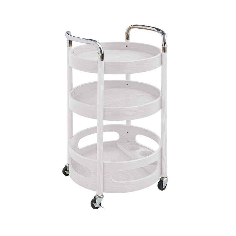 Solid Wood Prep Table Modern Rolling Kitchen Trolley with Wine Storage