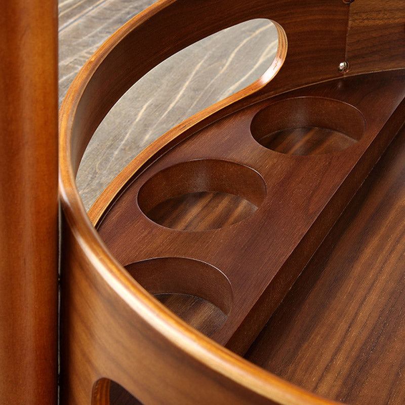 Solid Wood Prep Table Modern Rolling Kitchen Trolley with Wine Storage