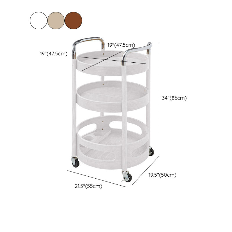 Solid Wood Prep Table Modern Rolling Kitchen Trolley with Wine Storage