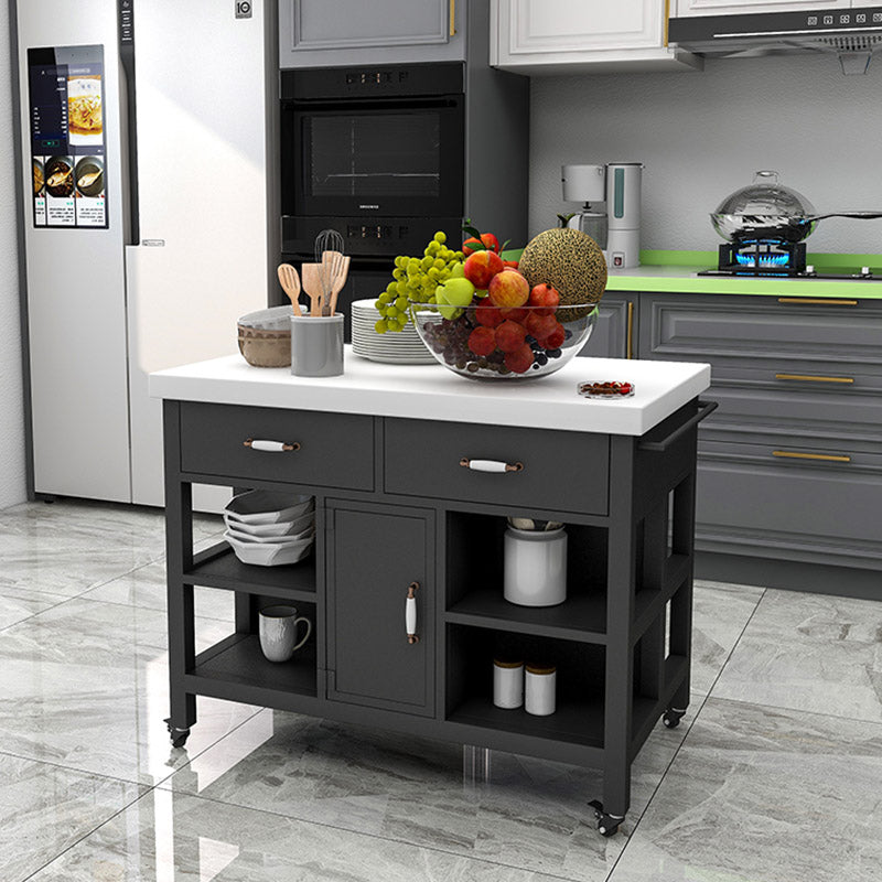 Rectangular Kitchen Trolley Modern Dining Room Prep Table with Drawer