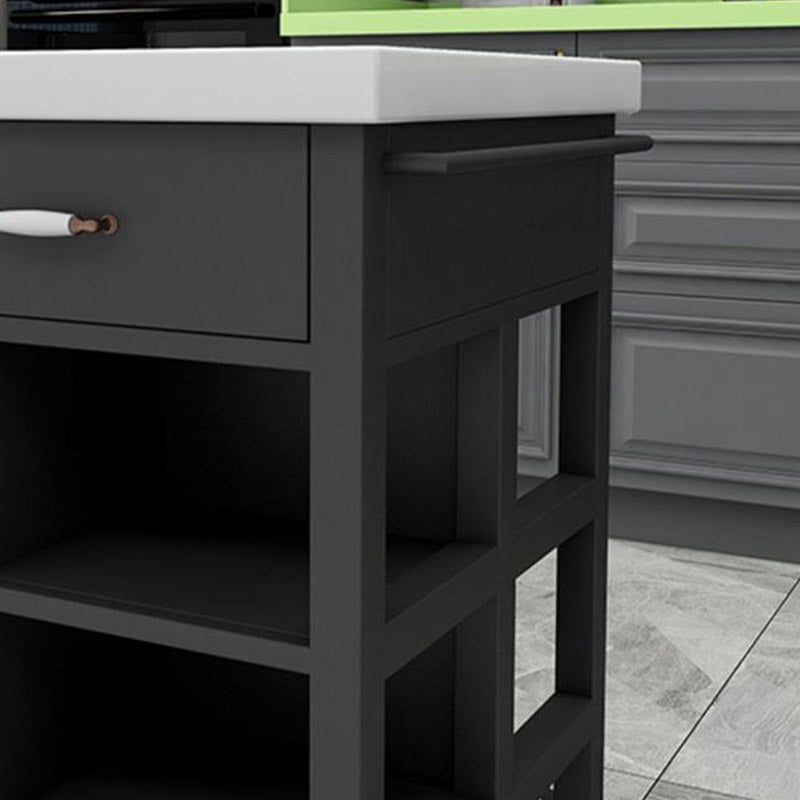 Rectangular Kitchen Trolley Modern Dining Room Prep Table with Drawer