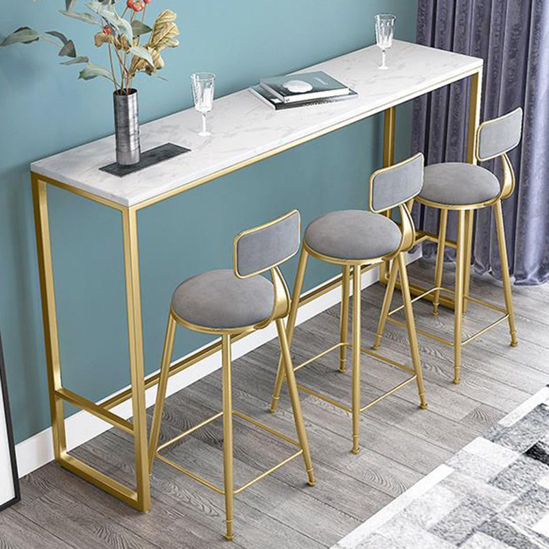 Glam Style Bar Table Faux Marble Top Bistro Table with Gold Base