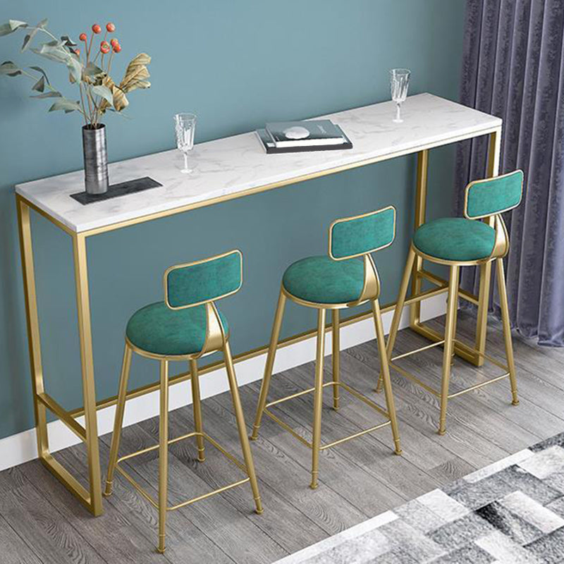 Glam Style Bar Table Faux Marble Top Bistro Table with Gold Base