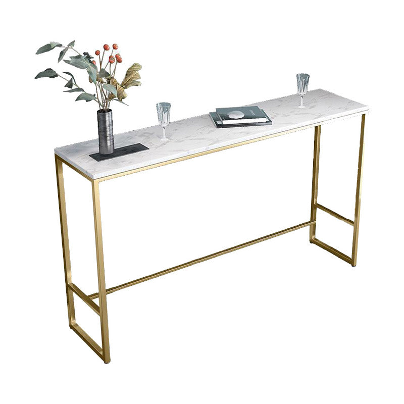 Glam Style Bar Table Faux Marble Top Bistro Table with Gold Base