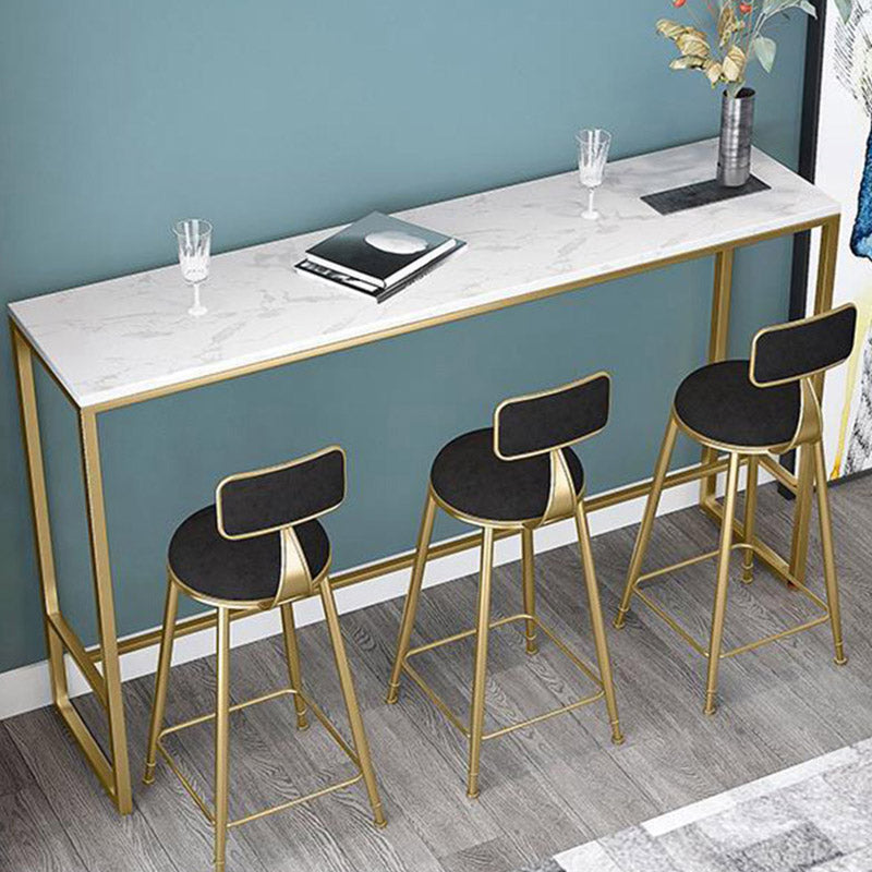 Glam Style Bar Table Faux Marble Top Bistro Table with Gold Base