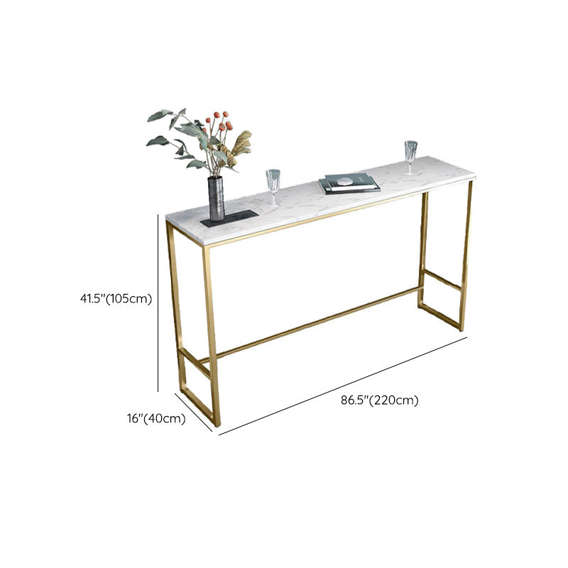 Glam Style Bar Table Faux Marble Top Bistro Table with Gold Base