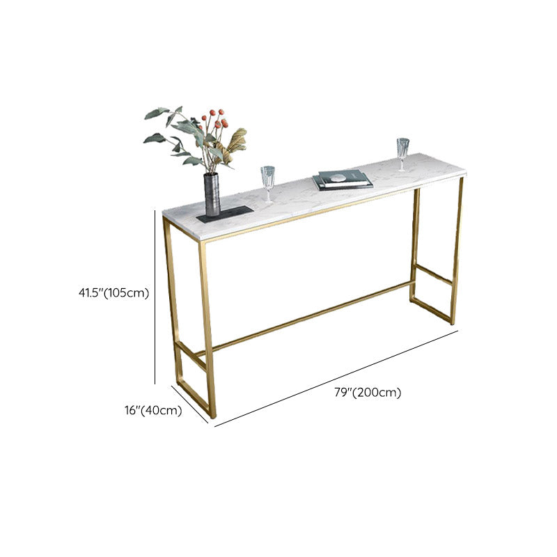 Glam Style Bar Table Faux Marble Top Bistro Table with Gold Base