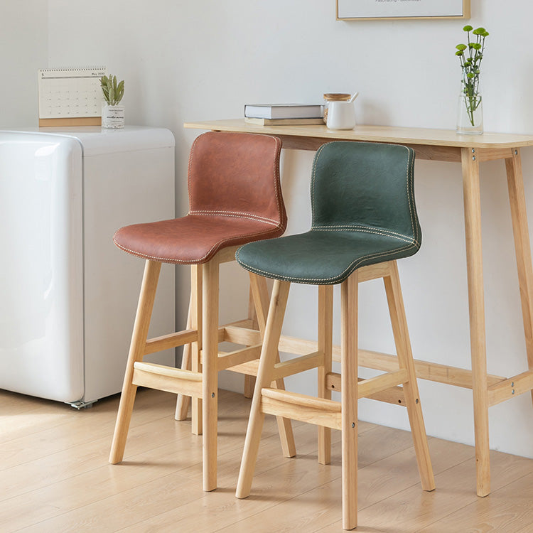 Contemporary Rectangle Bar Table Solid Wood Bar Dining Table with Footrest