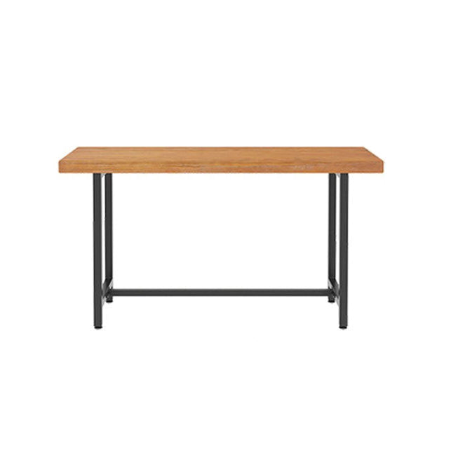 Industrial Style Bar Table Rectangle Solid Wood Bistro Bar Desk with Footrest