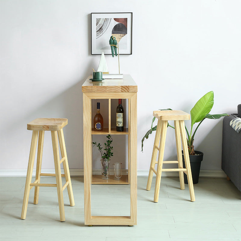 Modern Pine Solid Wood Bar Height Table Rectangle Bar Table for Living Room