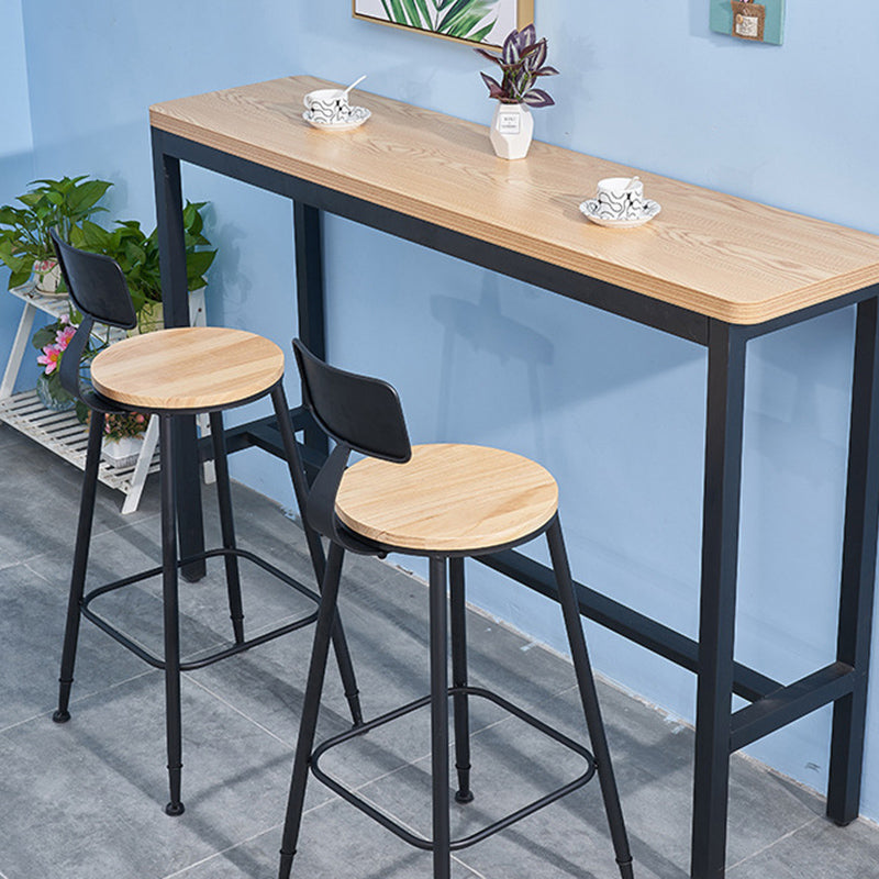 Industrial 1/2/3/5 Pieces Solid Wood Bar Table Set Fixed Counter Set for Home Use