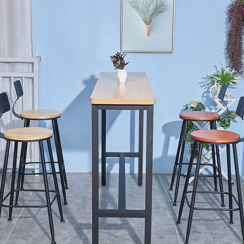 Industrial 1/2/3/5 Pieces Solid Wood Bar Table Set Fixed Counter Set for Home Use