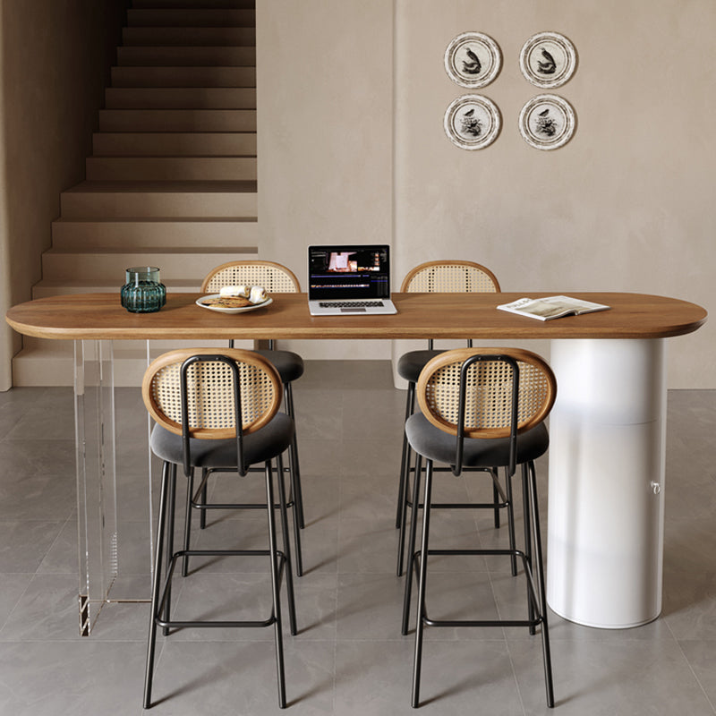 Modern Style Oval Bar Table 1/2/5 Pieces Wood Bar Table Set for Kitchen