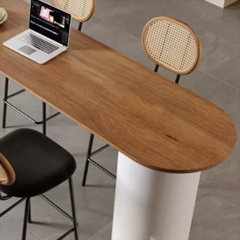 Modern Style Oval Bar Table 1/2/5 Pieces Wood Bar Table Set for Kitchen