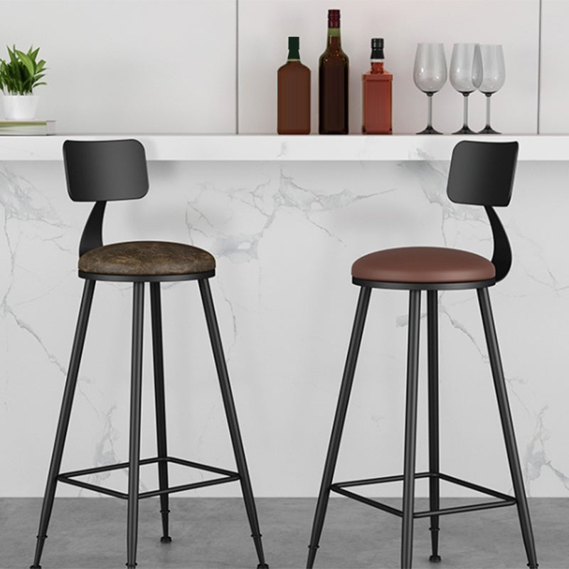 Industrial Style Armless Counter Stool Faux Leather Counter-height Stool