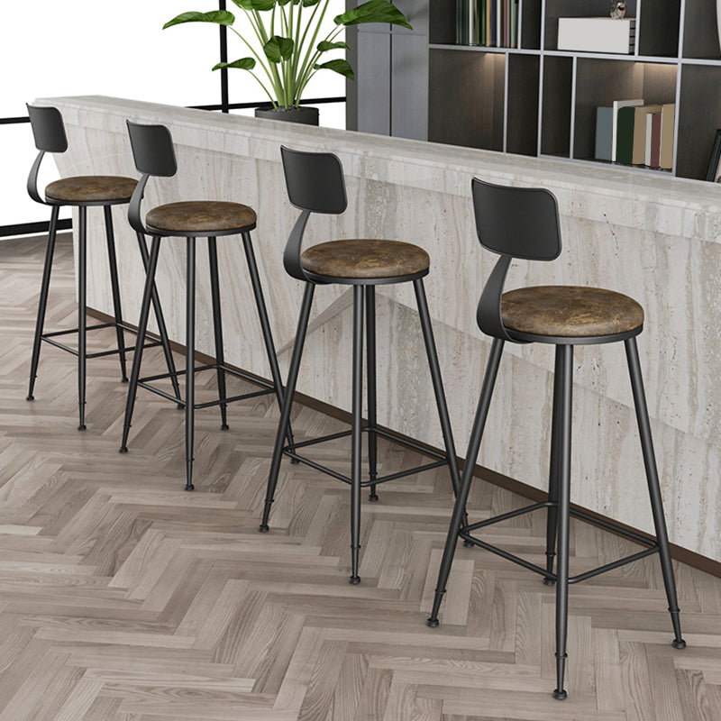 Industrial Style Armless Counter Stool Faux Leather Counter-height Stool