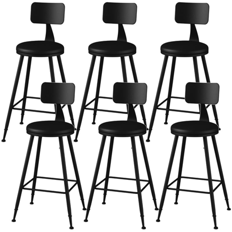 Industrial Style Armless Counter Stool Faux Leather Counter-height Stool
