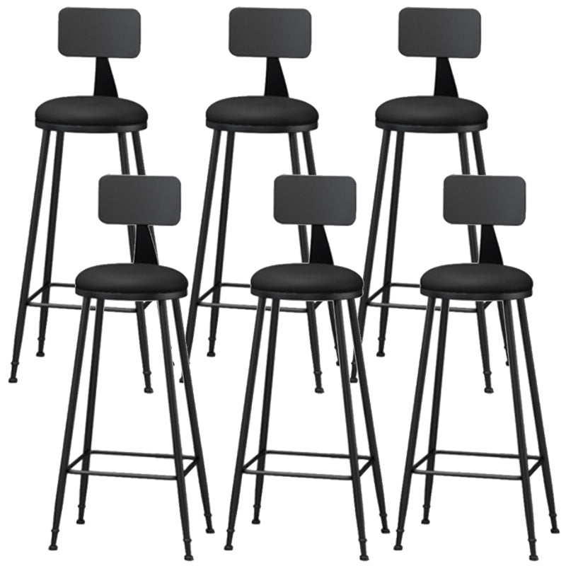 Industrial Style Armless Counter Stool Faux Leather Counter-height Stool