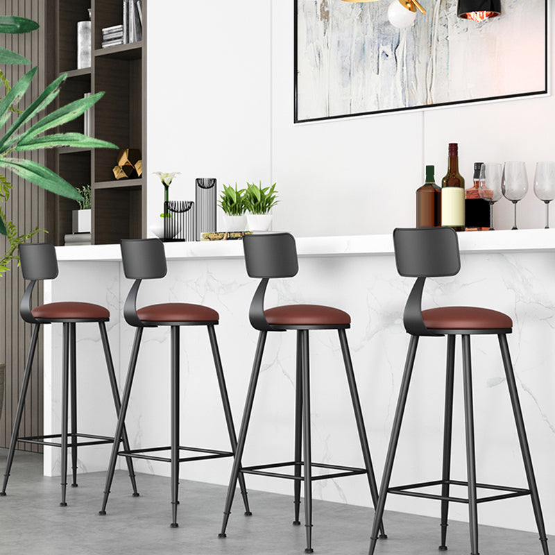 Industrial Style Armless Counter Stool Faux Leather Counter-height Stool