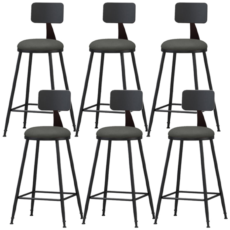 Industrial Style Armless Counter Stool Faux Leather Counter-height Stool