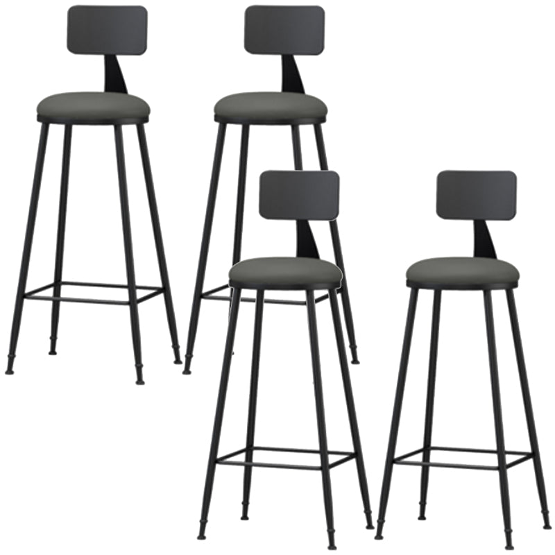 Industrial Style Armless Counter Stool Faux Leather Counter-height Stool