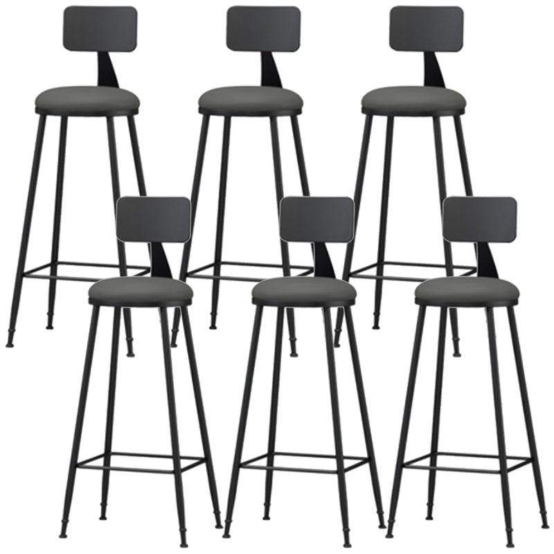 Industrial Style Armless Counter Stool Faux Leather Counter-height Stool