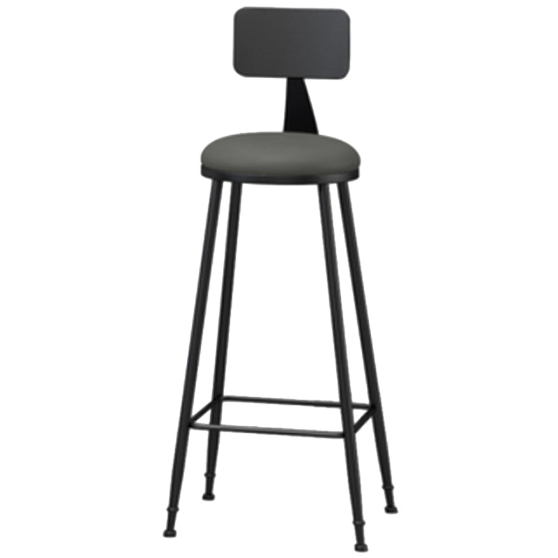 Industrial Style Armless Counter Stool Faux Leather Counter-height Stool