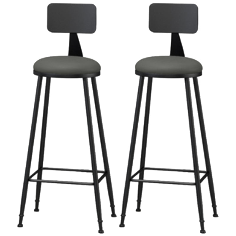 Industrial Style Armless Counter Stool Faux Leather Counter-height Stool
