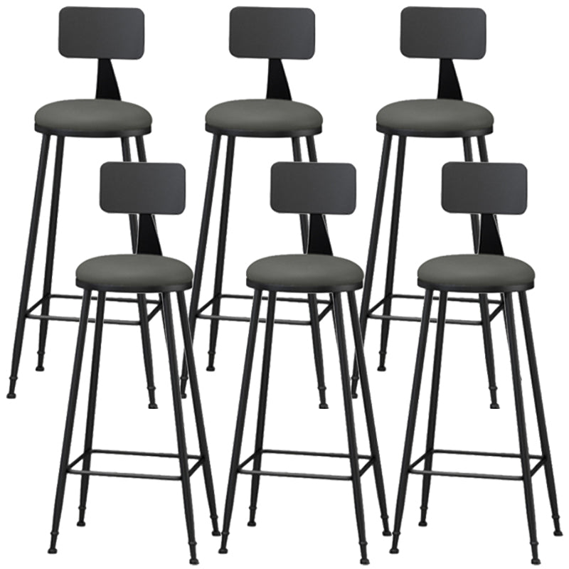 Industrial Style Armless Counter Stool Faux Leather Counter-height Stool