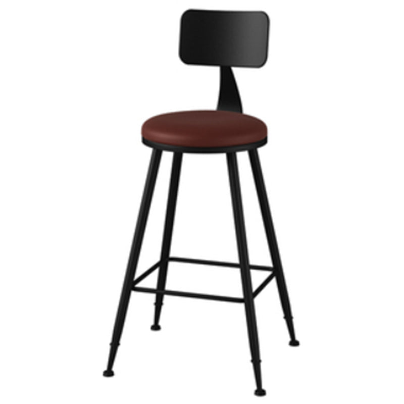 Industrial Style Armless Counter Stool Faux Leather Counter-height Stool