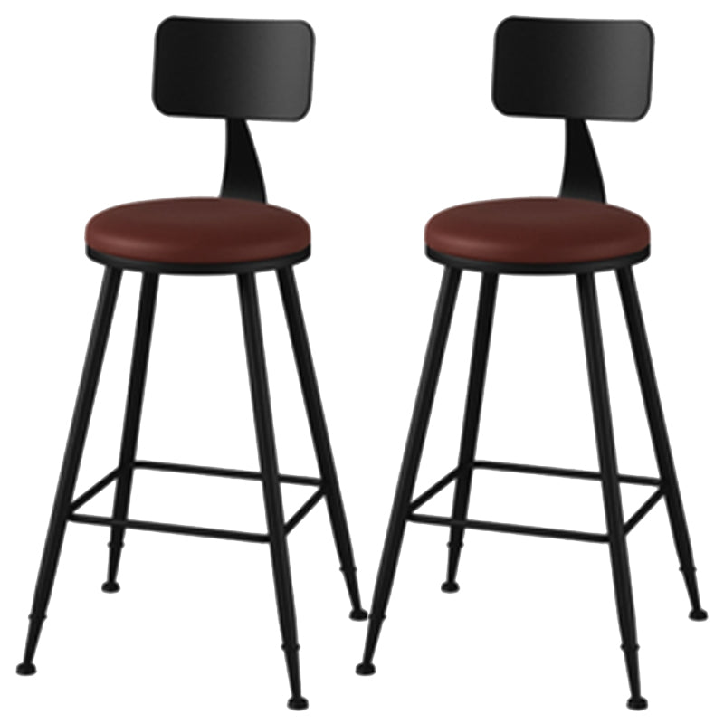 Industrial Style Armless Counter Stool Faux Leather Counter-height Stool