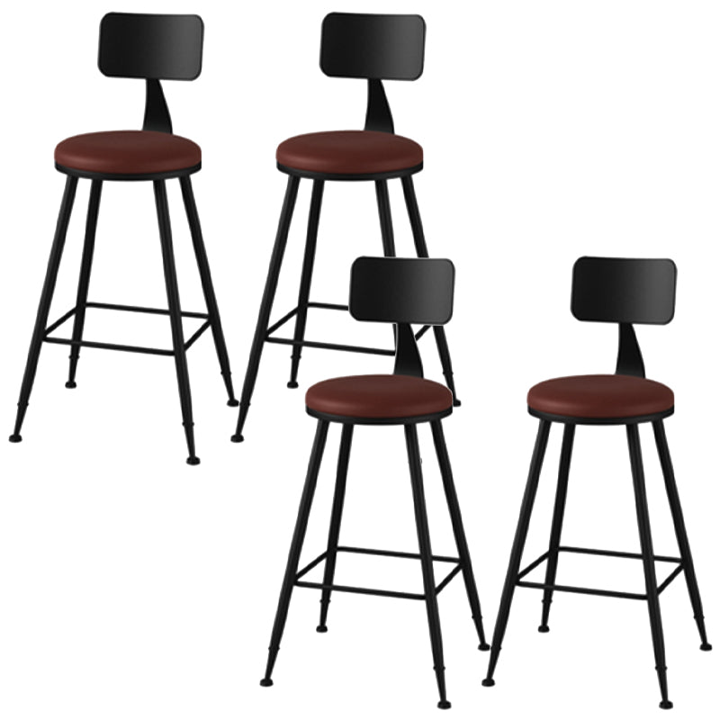Industrial Style Armless Counter Stool Faux Leather Counter-height Stool