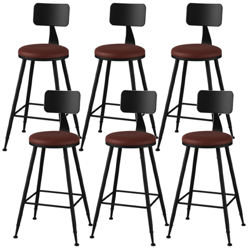 Industrial Style Armless Counter Stool Faux Leather Counter-height Stool