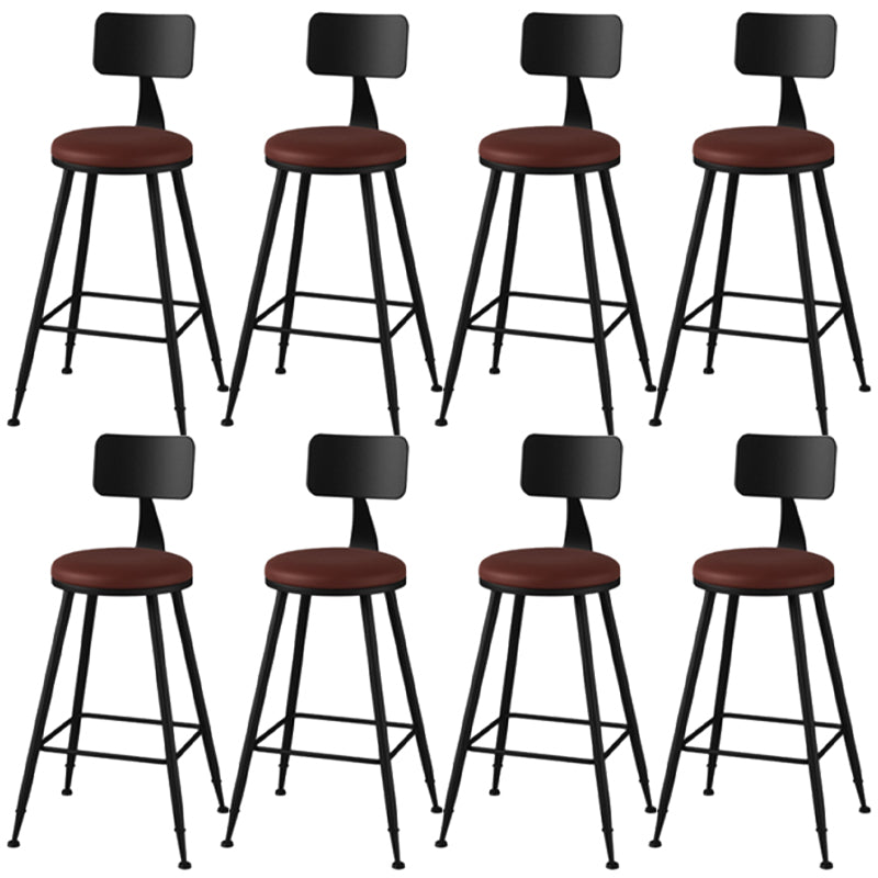Industrial Style Armless Counter Stool Faux Leather Counter-height Stool