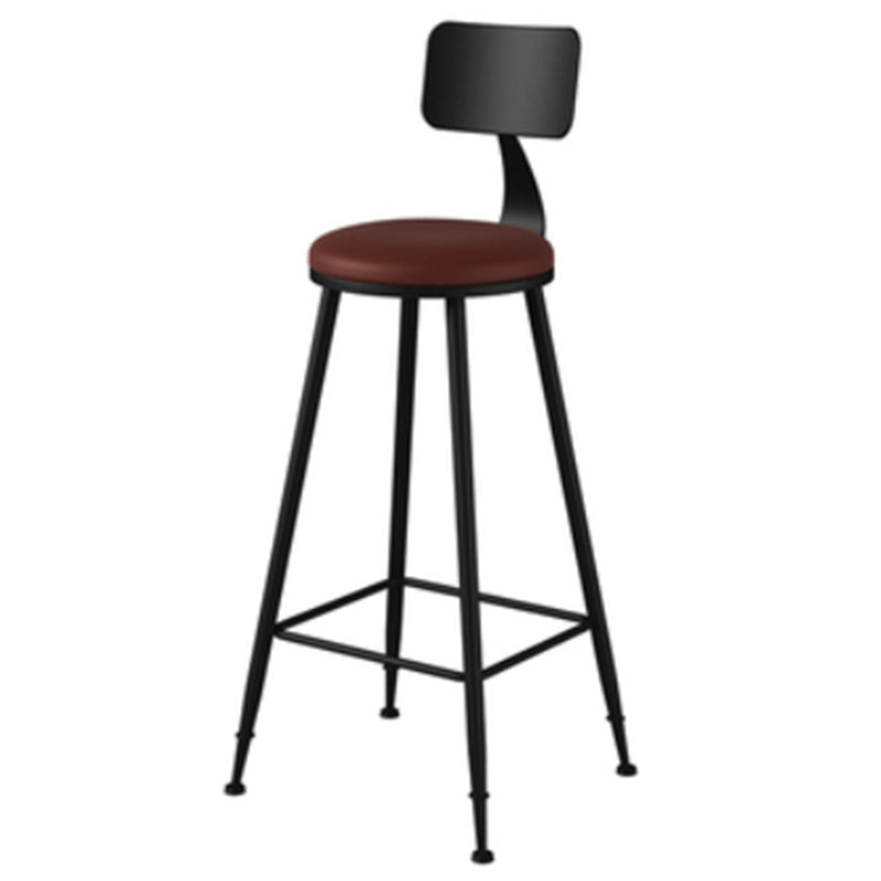 Industrial Style Armless Counter Stool Faux Leather Counter-height Stool