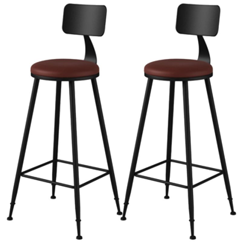 Industrial Style Armless Counter Stool Faux Leather Counter-height Stool