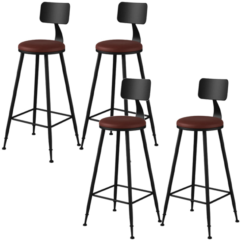 Industrial Style Armless Counter Stool Faux Leather Counter-height Stool