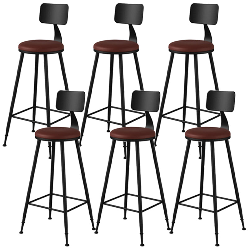 Industrial Style Armless Counter Stool Faux Leather Counter-height Stool