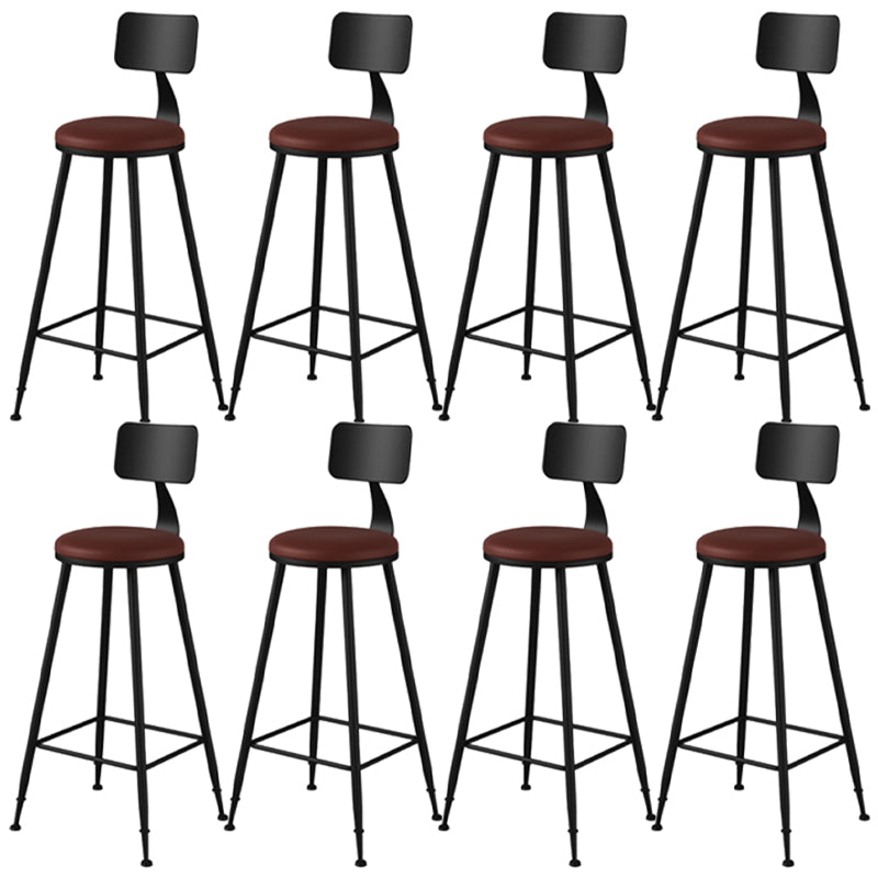 Industrial Style Armless Counter Stool Faux Leather Counter-height Stool