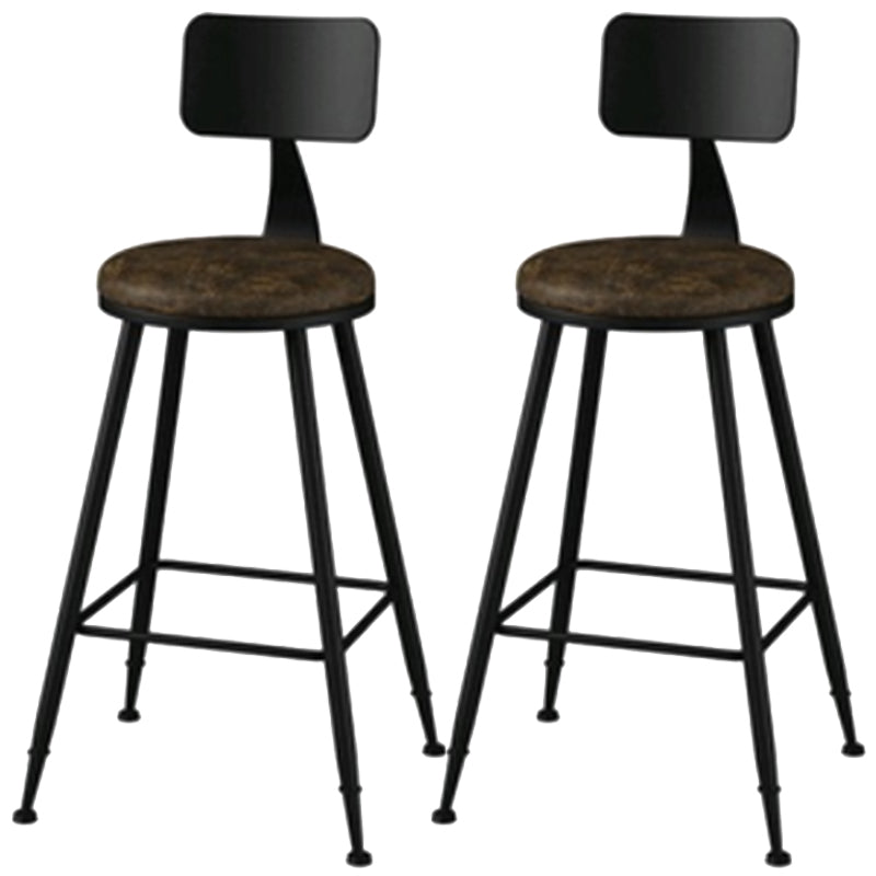 Industrial Style Armless Counter Stool Faux Leather Counter-height Stool